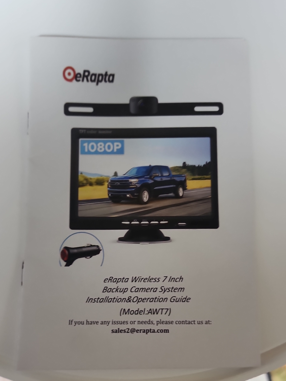 7" 1080P Wireless Backup Camera System - Black